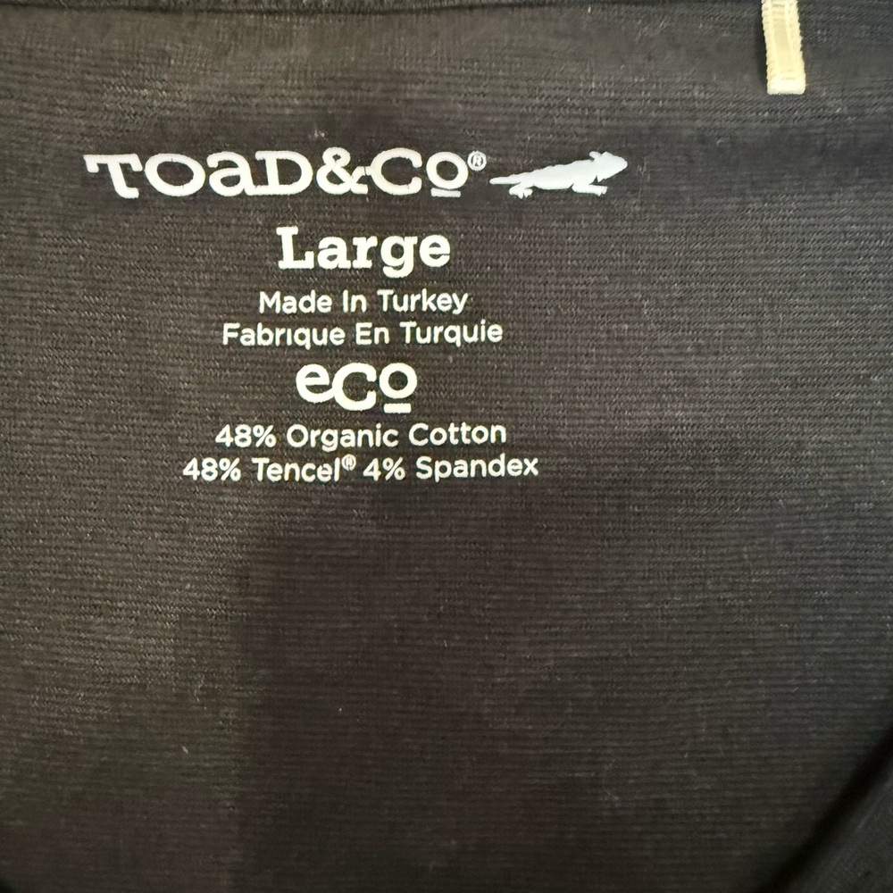 Toad&Co Eco V-Neck Long Sleeve Tee Black Organic Cotton Tencel Stretch L - Picture 3 of 5